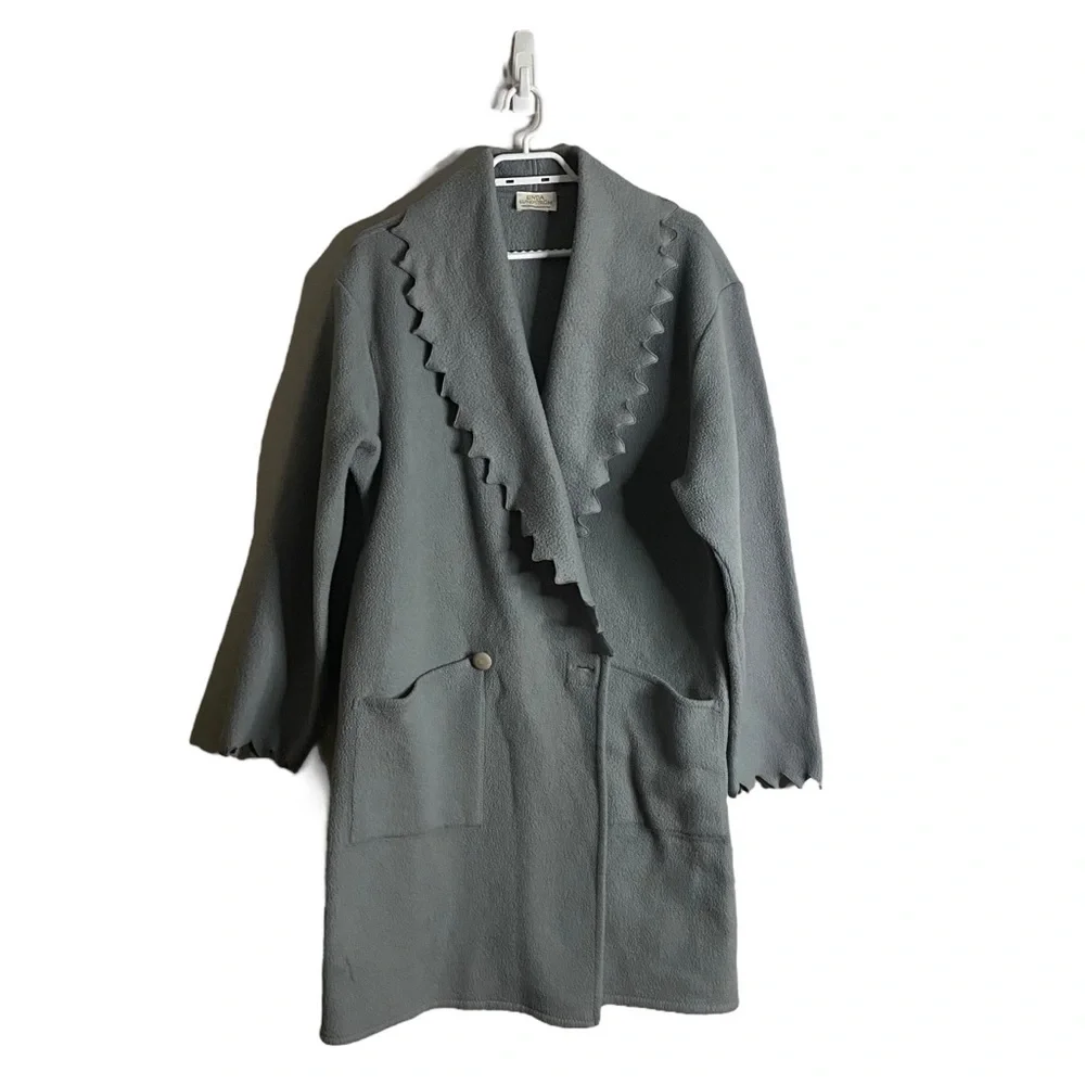 Linda Lundstrom Women's Vintage Blue Knit Evening Coat - Picture 1 of 9